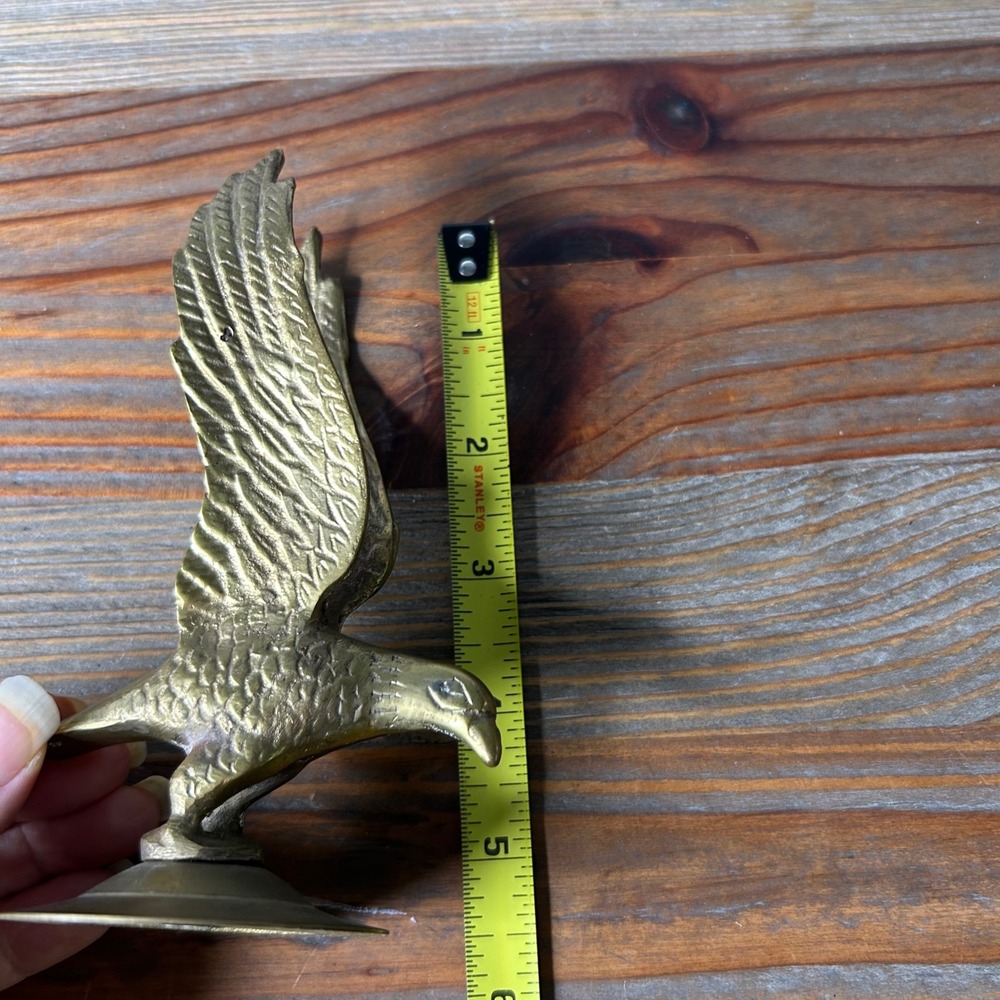 Vintage Brass Eagle Figurine‎ Statue Made In Taiwan Gold Bird Sculpture Decor - Picture 9 of 9